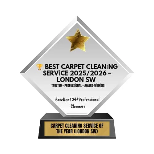 Award: Best Carpet Cleaning Service 2025/2026, London SW, presented to Excellent 247 Professional Cleaners